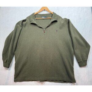 Polo Ralph Lauren 1/4 Zip Sweater Olive Army Green Pony Logo Mens 3XLT Tall